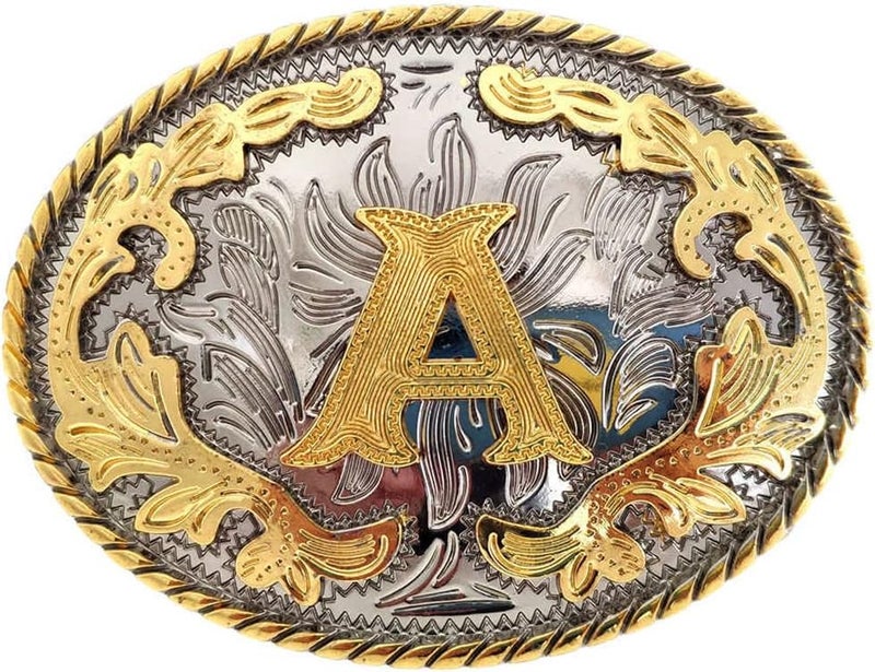WMG Western Belt Buckle Initial Letters ABCDMRJ to Z Cowboy Belt Buckle, Rodeo Buckles for Men & Women - Image 1